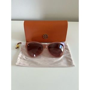Tory Burch Women's Pink Translucent Acetate Cat Eye Frame Sunglasses